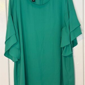 Alfani Teal Ruffle Sleeve Blouse